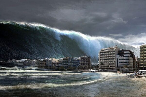 Tsunami no Brasil? Entenda por que é improvável Imagem de Tsunami criada por IA