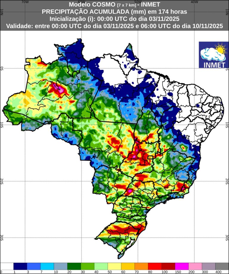 Chuvas intensas devem ultrapassar 200 mm em novembro