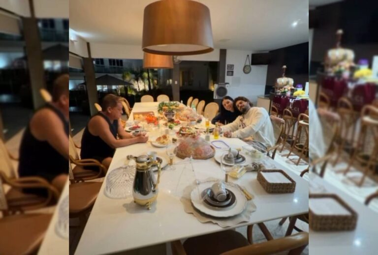 Poliana Rocha compartilha jantar com famosos