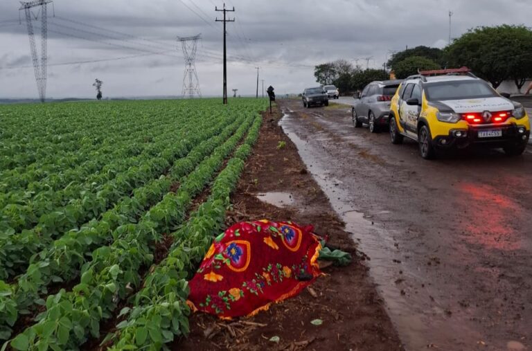 Idoso atropelado na PR-585 em São Pedro do Iguaçu