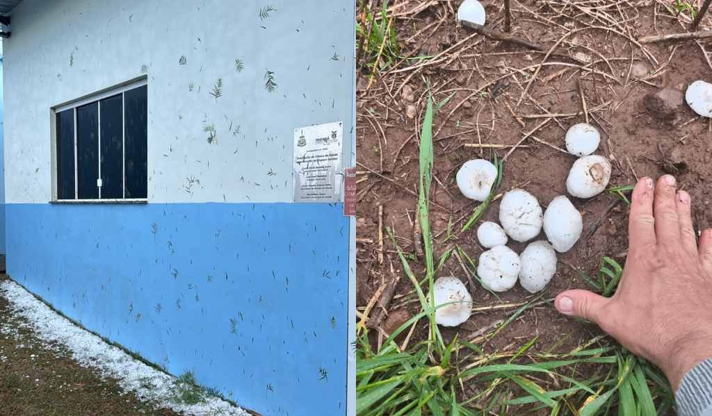 Granizo atingiu prédios públicos em Marquinho (PR) (Foto: Ascom/PMM)
