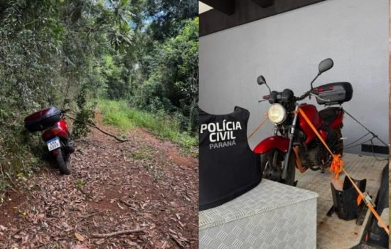 Moto honda/fazer encontrada abandonada em estrada vicinal da vila rural, em port