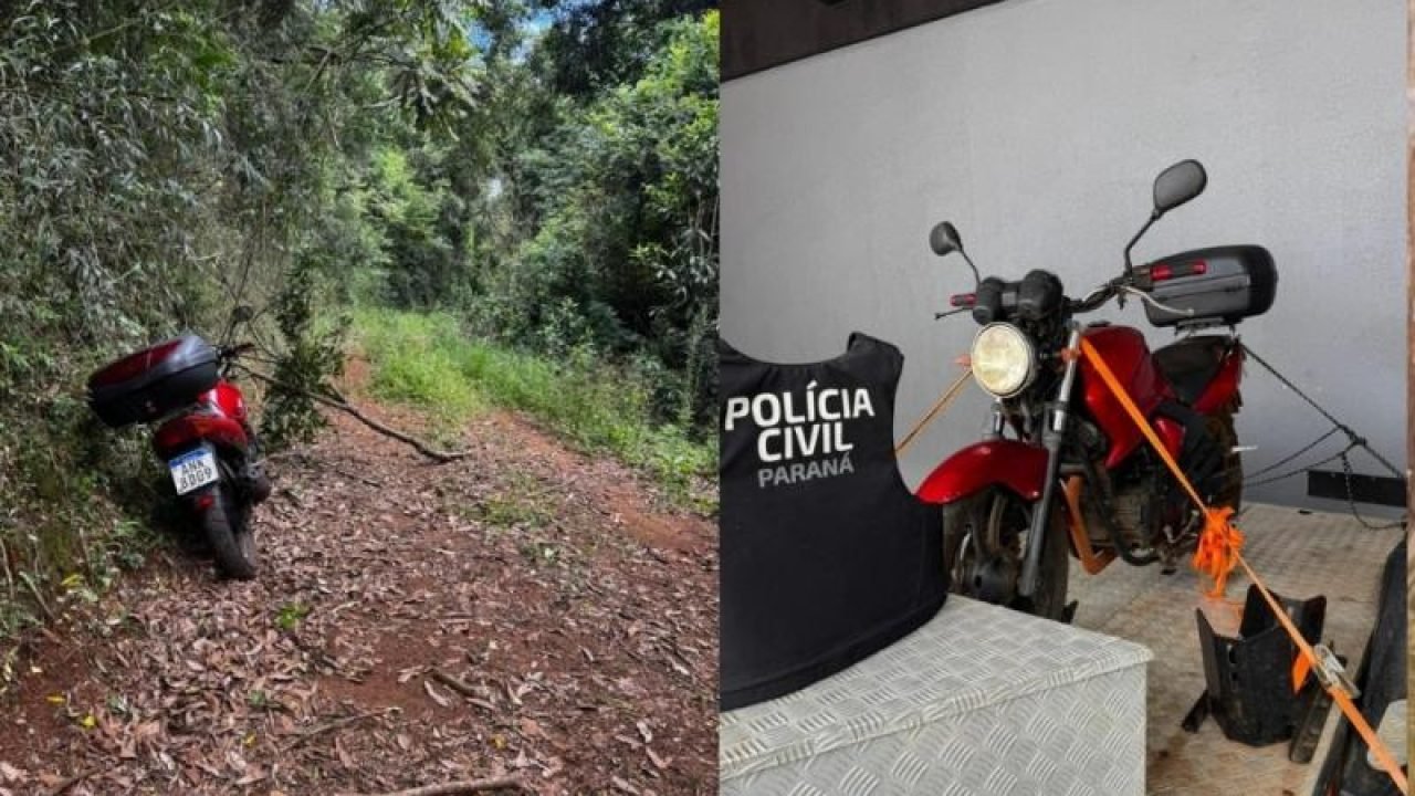 Moto honda/fazer encontrada abandonada em estrada vicinal da vila rural, em port
