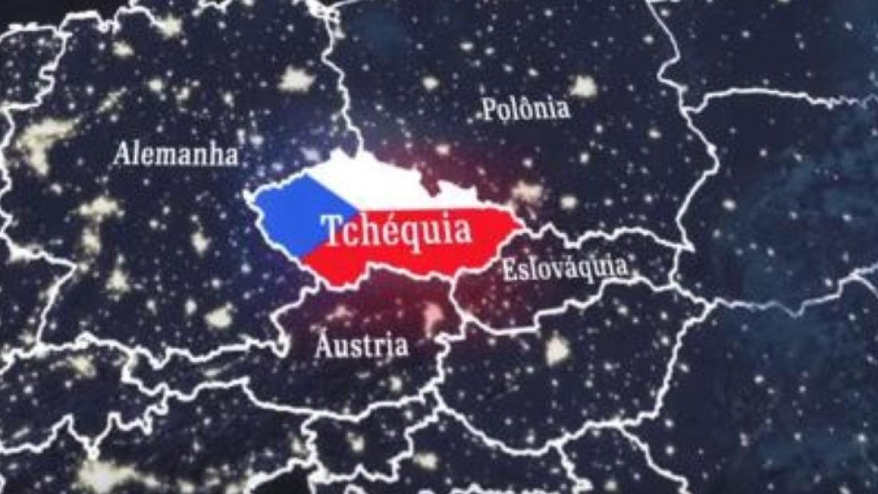 Ilustração mostrando a adoção do nome oficial curto "Tchéquia" pela República Tc