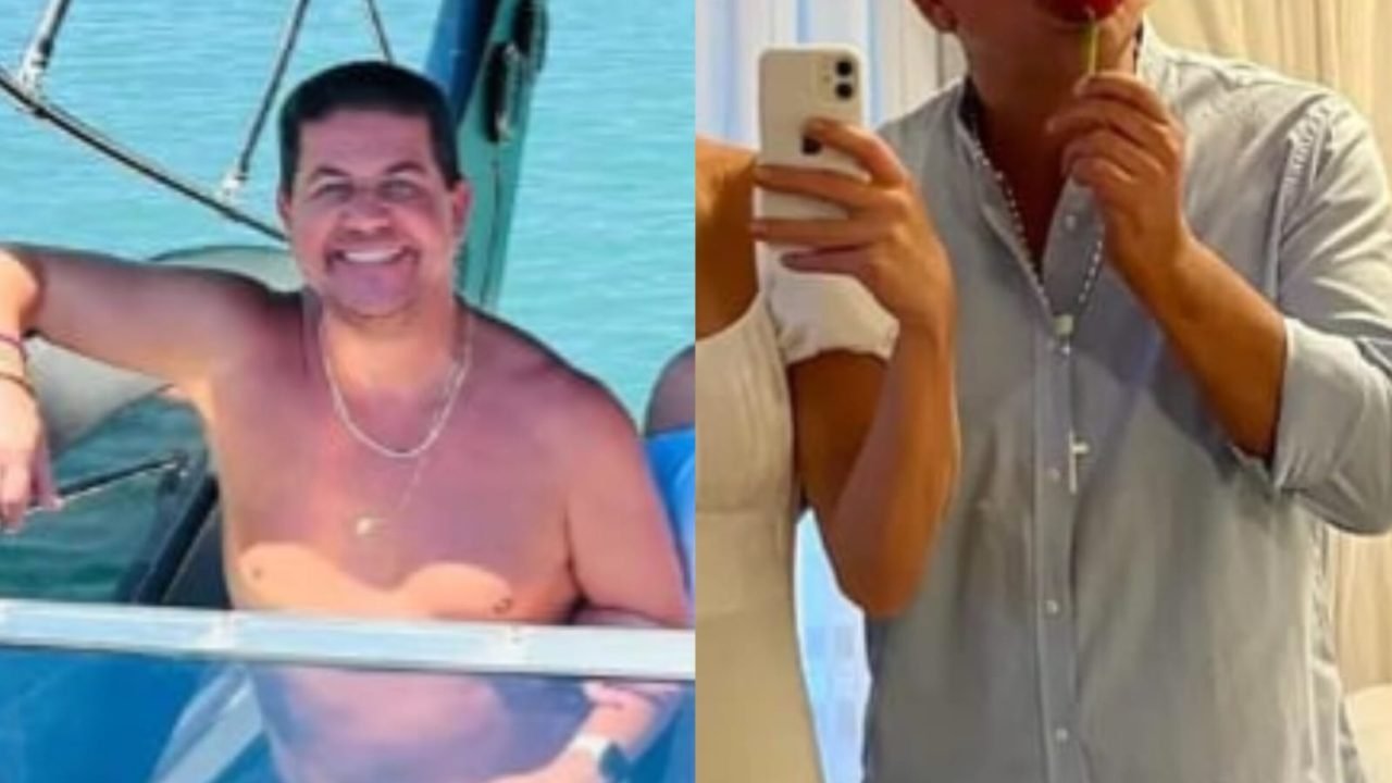 Ex-prefeito Berto Silva em praia catarinense (Colagem)