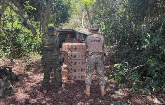 Os proprietários da mercadoria fugiram. — Foto: Os proprietários da mercadoria f