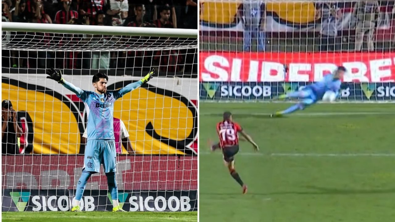 Rossi defendeu pênalti diante do Vitória — Foto: Reprodução @Flamengo / Reproduç