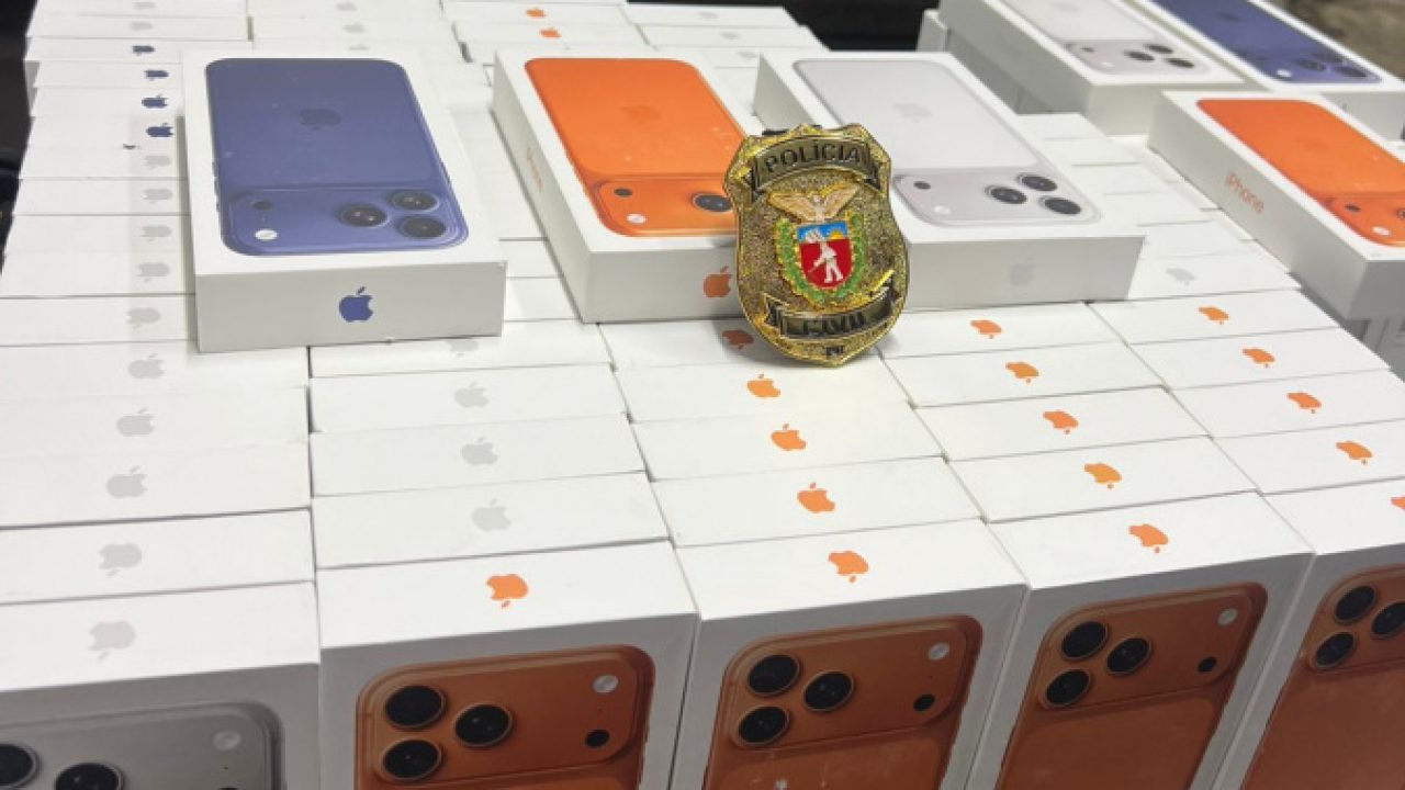 PCPR apreende 1.680 celulares sem procedência avaliados em R$ 3 milhões em Curitiba