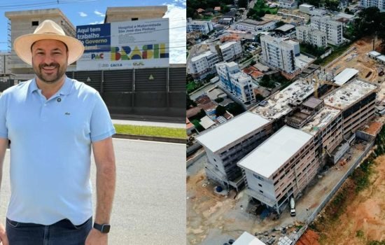 Deputado Federal Geraldo Mendes em frente à obra do novo Hospital e Maternidade de São José dos Pinhais