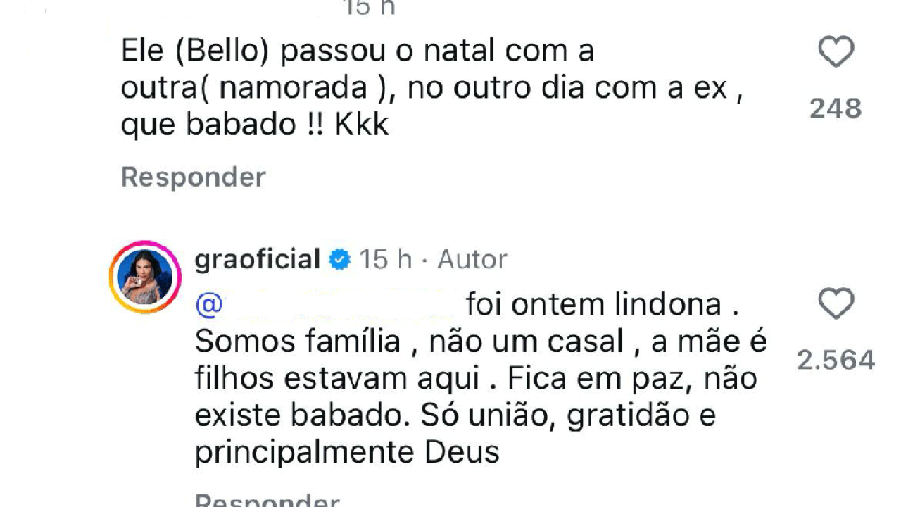 Gracyanne Barbosa se pronuncia após aparecer com Belo no Natal