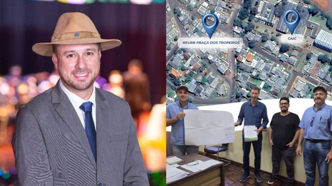 Prefeito Jaison Mendes e a direita, equipe técnica do REURB (Colagem)