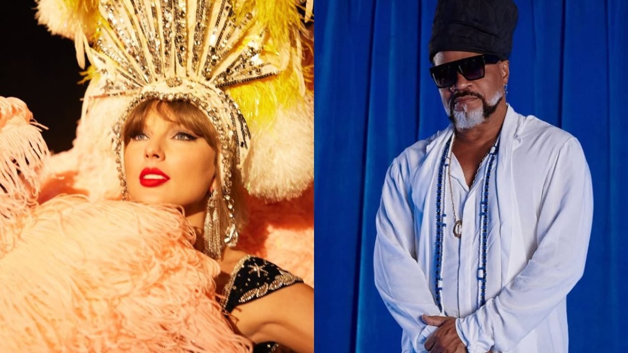 Foto: 1 de 1 Montagem com fotos coloridas de Taylor Swift e Carlinhos Brown - Fo