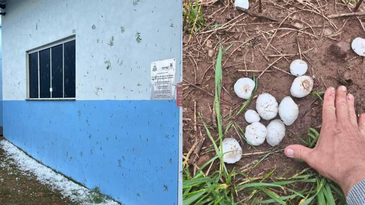 Granizo atingiu prédios públicos em Marquinho (PR) (Foto: Ascom/PMM)